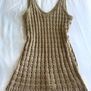 Chic Tan Knit Sleeveless Dress
